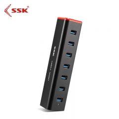 飚王（SSK）SHU370 铁三角 USB3.0高速七口分线器 多功能扩展集线器HUB 带电源适配器